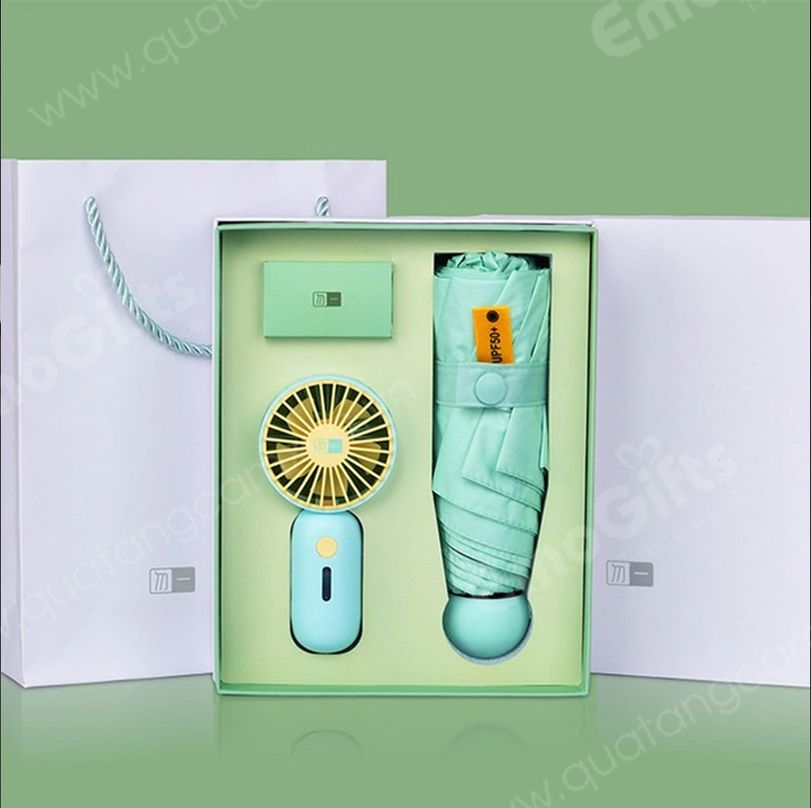 Sét ô và quạt cầm tay mini 